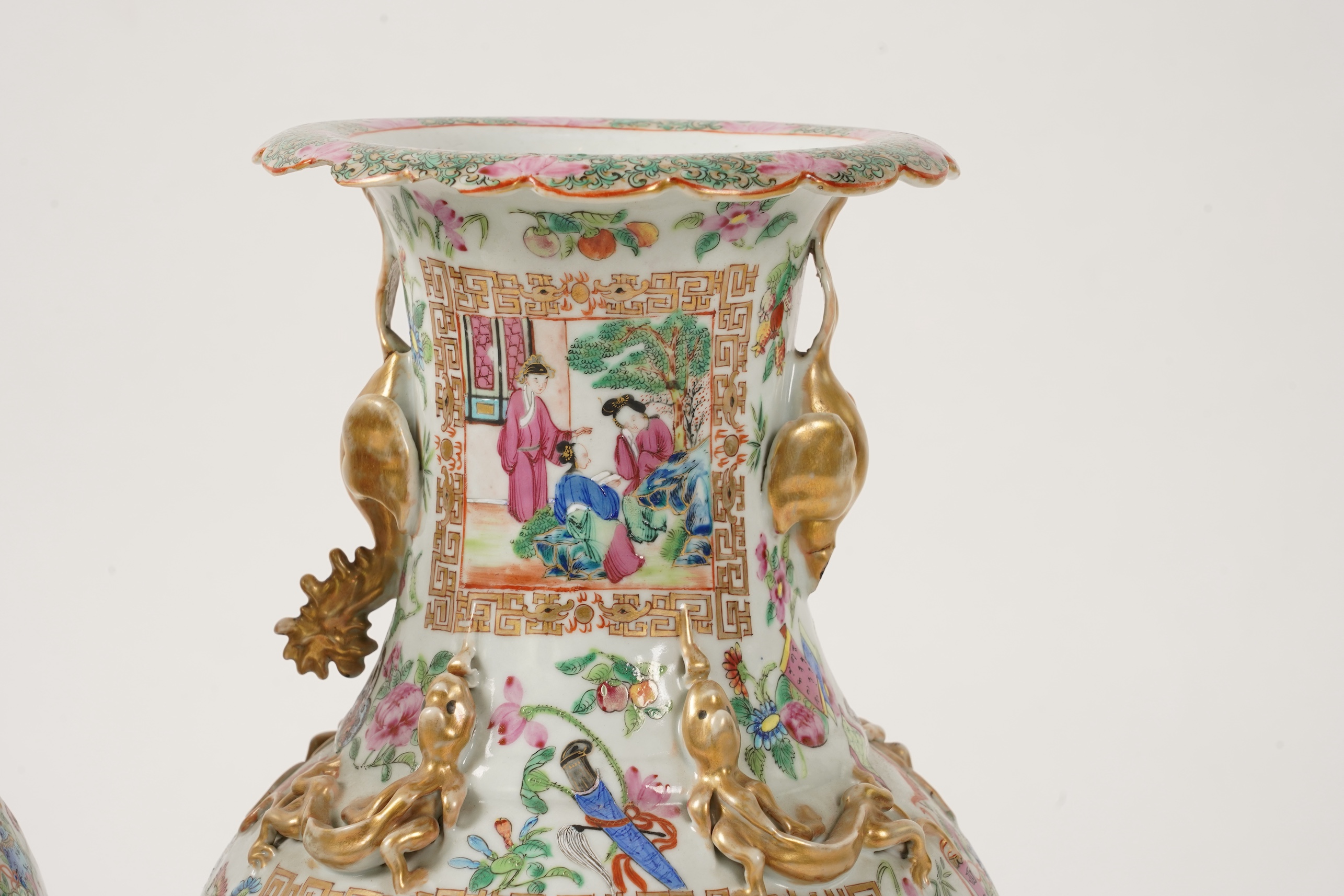 A pair of Chinese famille rose vases, Daoguang period, c.1830